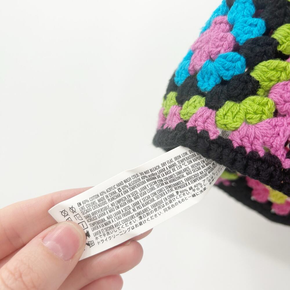 Forever 21 Womens Boho Summer Colorful Granny Square Crochet Cami Crop Top Small - Picture 6 of 7